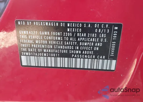 2014 Volkswagen Jetta 1.8T Se from USA, damaged, VIN 3VWD17AJ0EM210811